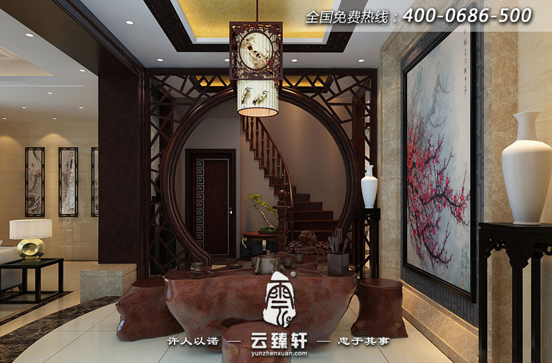在復(fù)式樓的一層客廳的旁邊隔斷出一個(gè)茶室出來